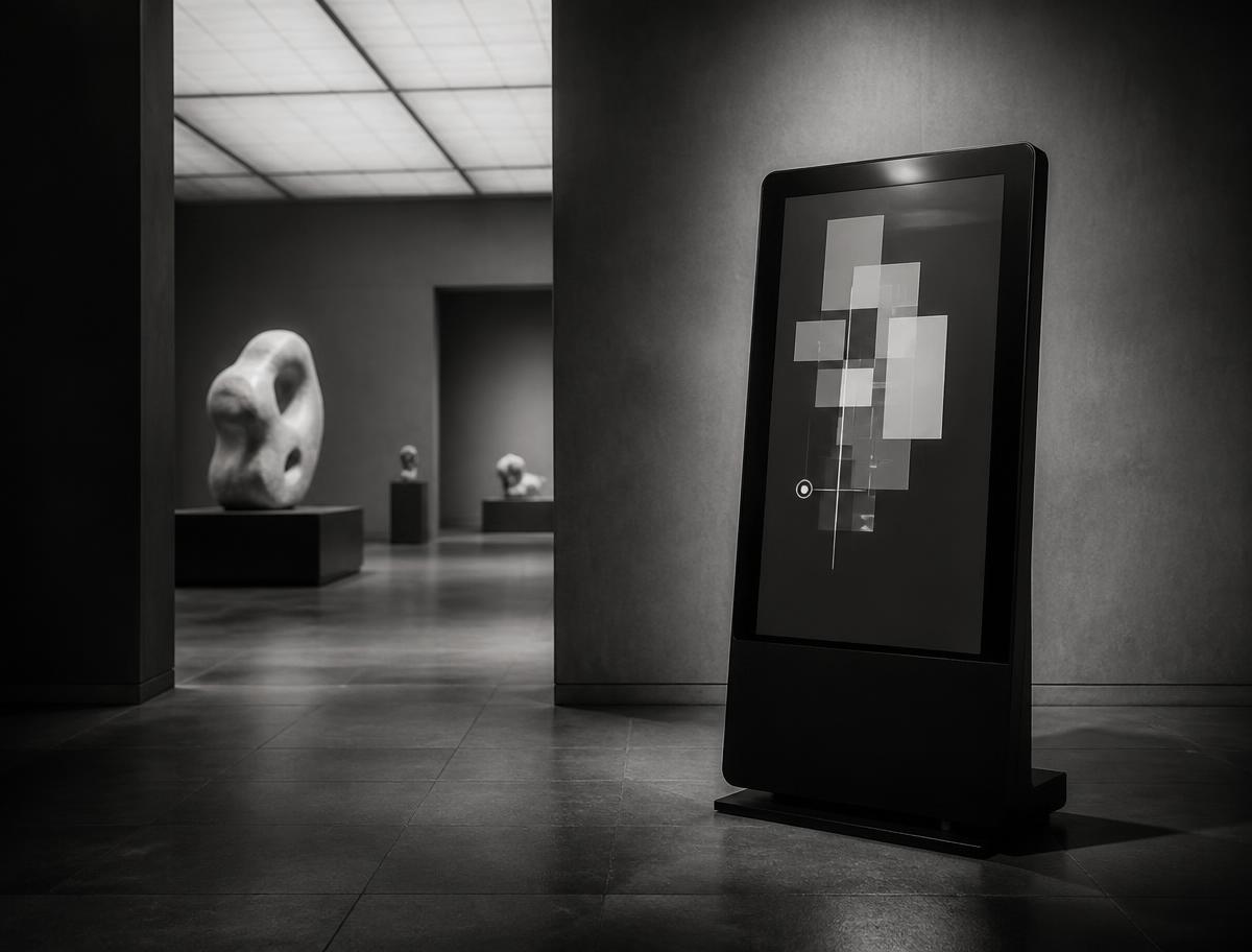 Museum wayfinding kiosk in a gallery
